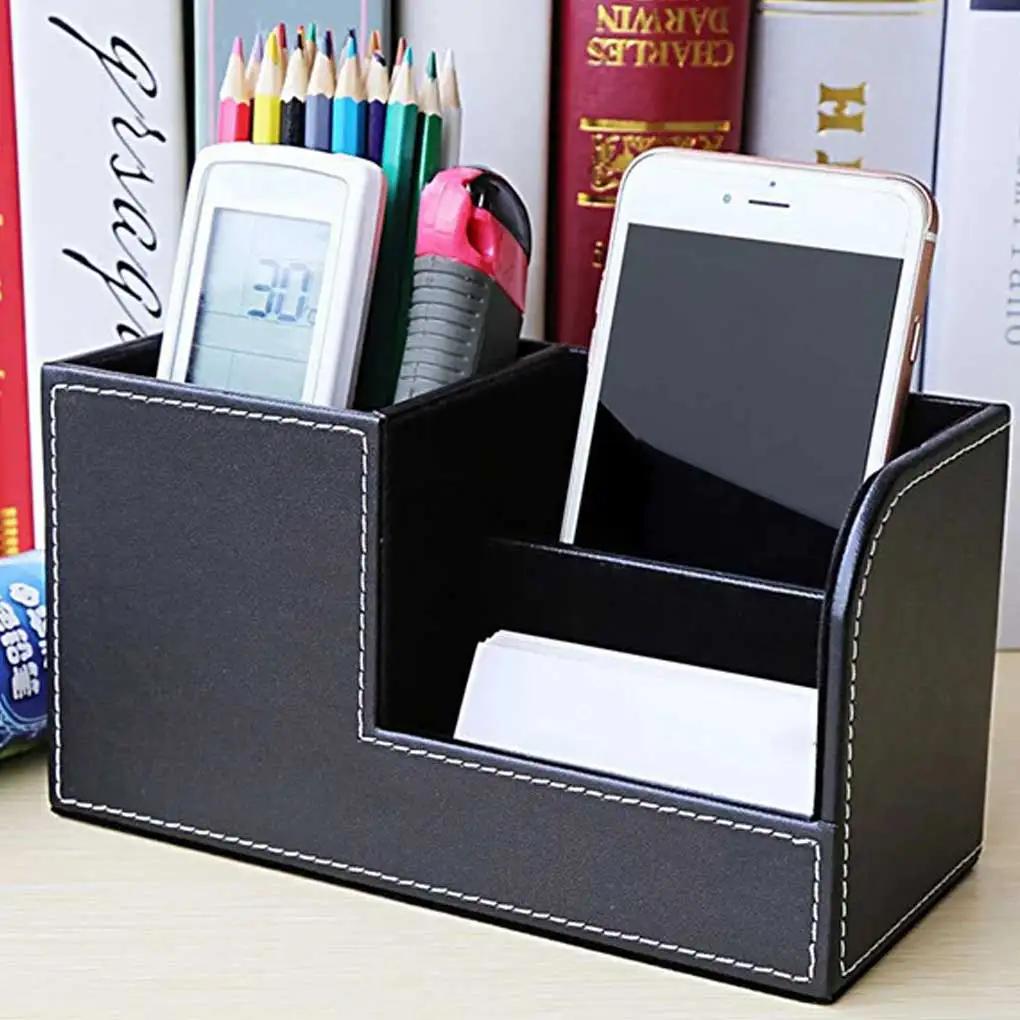 Pencil Box Large Capacity Leather Pencils Case Holder Multi Grids Stationery Multifunction Storage Container School